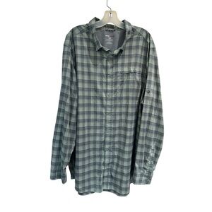 Swiss Tech 3XL Performance Stretch Shirt Green Plaid Button Up Hiking Outdoor